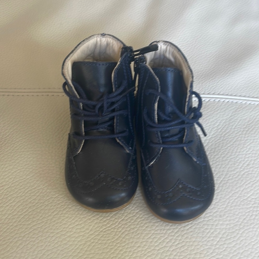 Leather Navy Baby Boots